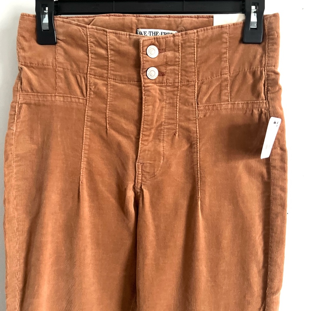 🌻🆕FREE PEOPLE We The Free Jayde Cord Flare Jeans-Sunburn Color - Picture 16 of 16